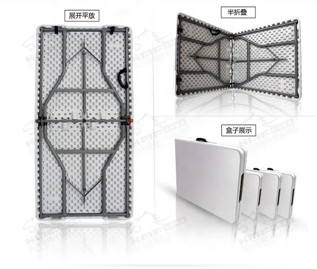 Portable Outdoor Garden Furniture  Bbq Camping Picnic Folding Table White Rectangular Plastic Kitchen