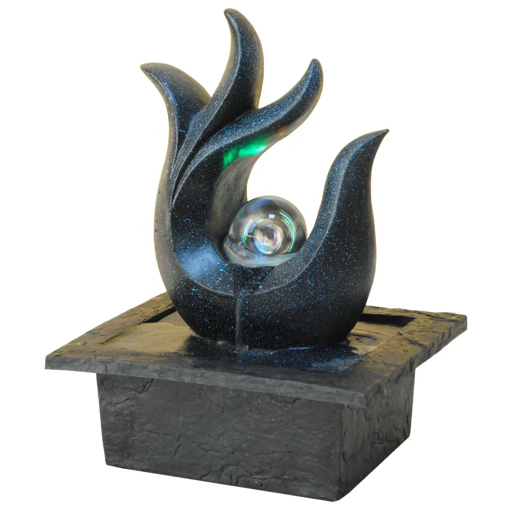color changing crystal ball abstract sculpture water fountain indoor