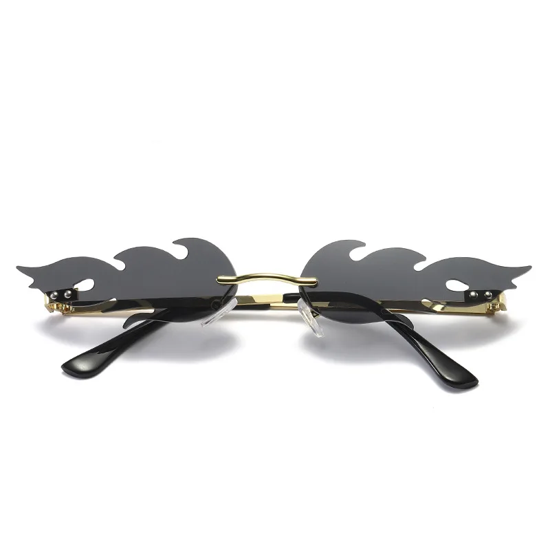 Новый стиль, персонализированные Солнцезащитные очки без оправы с обрезанными краями, огненные цветные солнцезащитные очки для вечеринки в океане