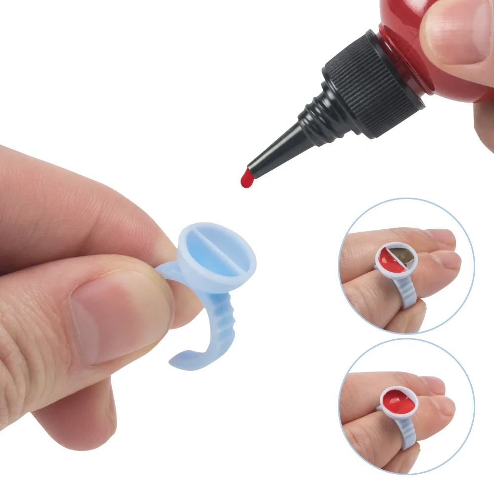 100pcs  One-time harmless Makeup Ring Eyelashes Extension Adhesive Glue Holder Plastic Pigment Ring Tattoo Ink Cup Accessories
