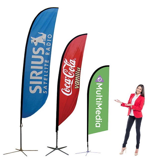 Custom Flying Banners Bali Bow Sail Swooper double side Teardrop Feather Advertising flag