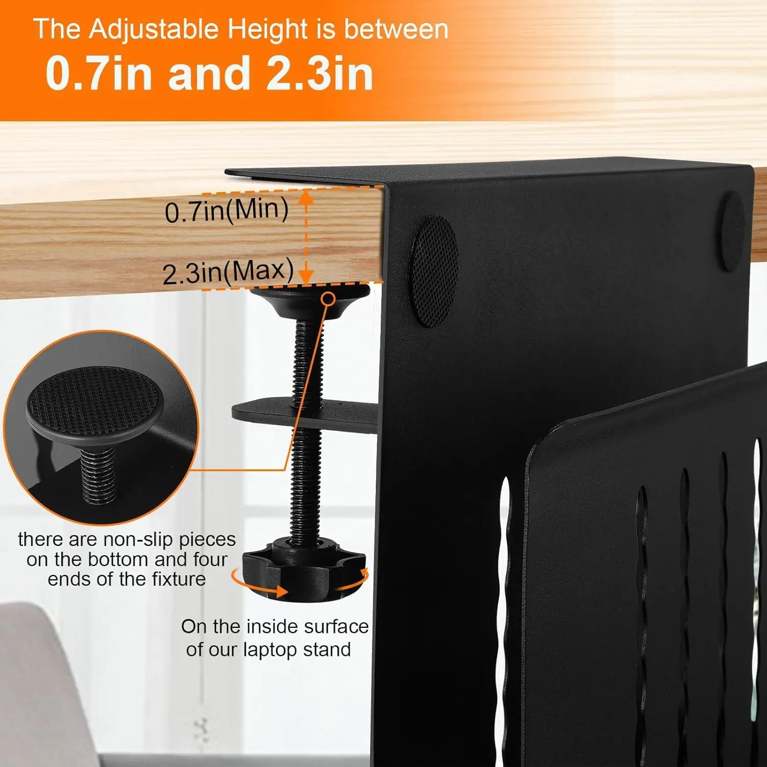 2 in 1 Steel Under Desk Laptop Tray Under Desk Tray Cable Management Side of Desk Storage Cable Tray