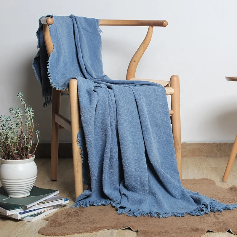 2021 high quality Linen cotton custom tapestry soft couch throw blanket