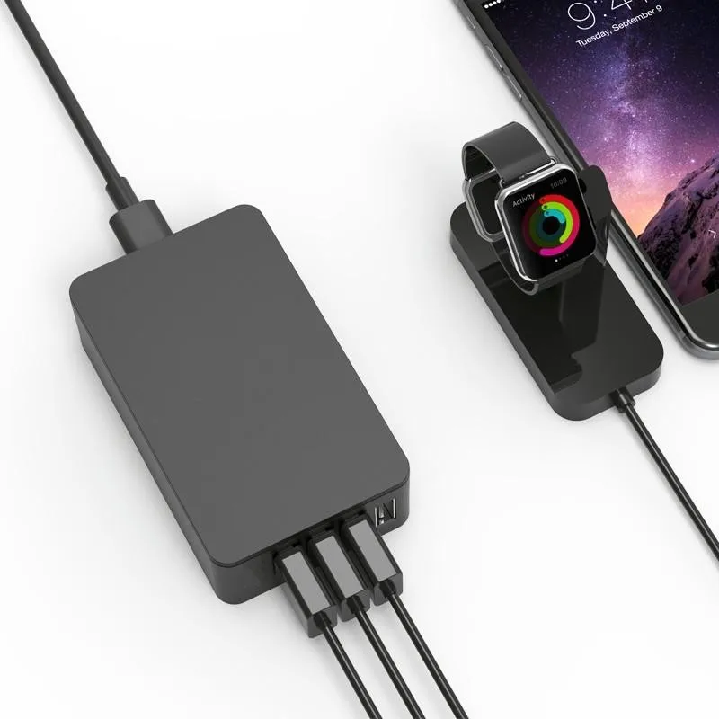  Зарядное устройство для мобильного телефона смартфона с 5 USB-портами 4-prts QC3.0 быстрое зарядное типа C samsungs galaxy s6 ps4 умных часов playstation