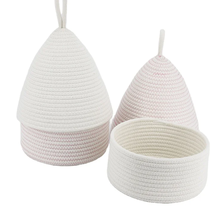 Eco-Friendly Decorative Woven Storage Organizer Office Handmade Knitting Basket Bin