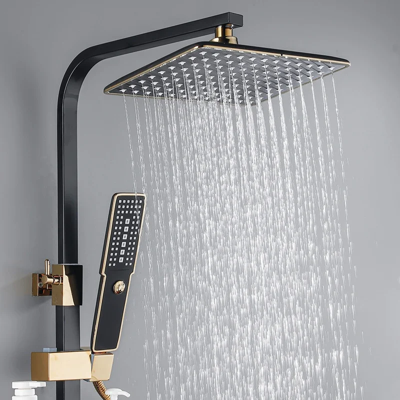 Bathroom Home Shower Shower Set Intelligent Constant Temperature Full Copper Button Pressurized Shower Nozzle