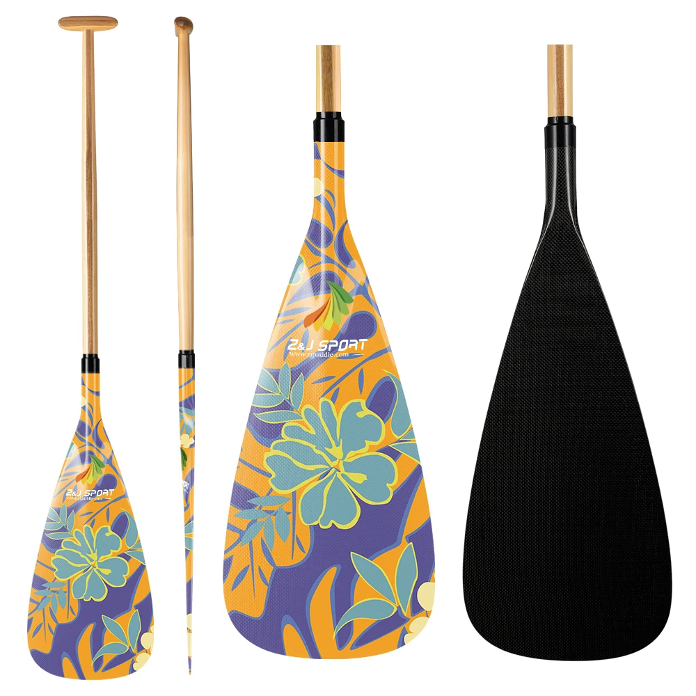 2021 Hot Sales Hybrid Outrigger Canoe Steering Paddle with graphic on blade Reliable Quality made in China