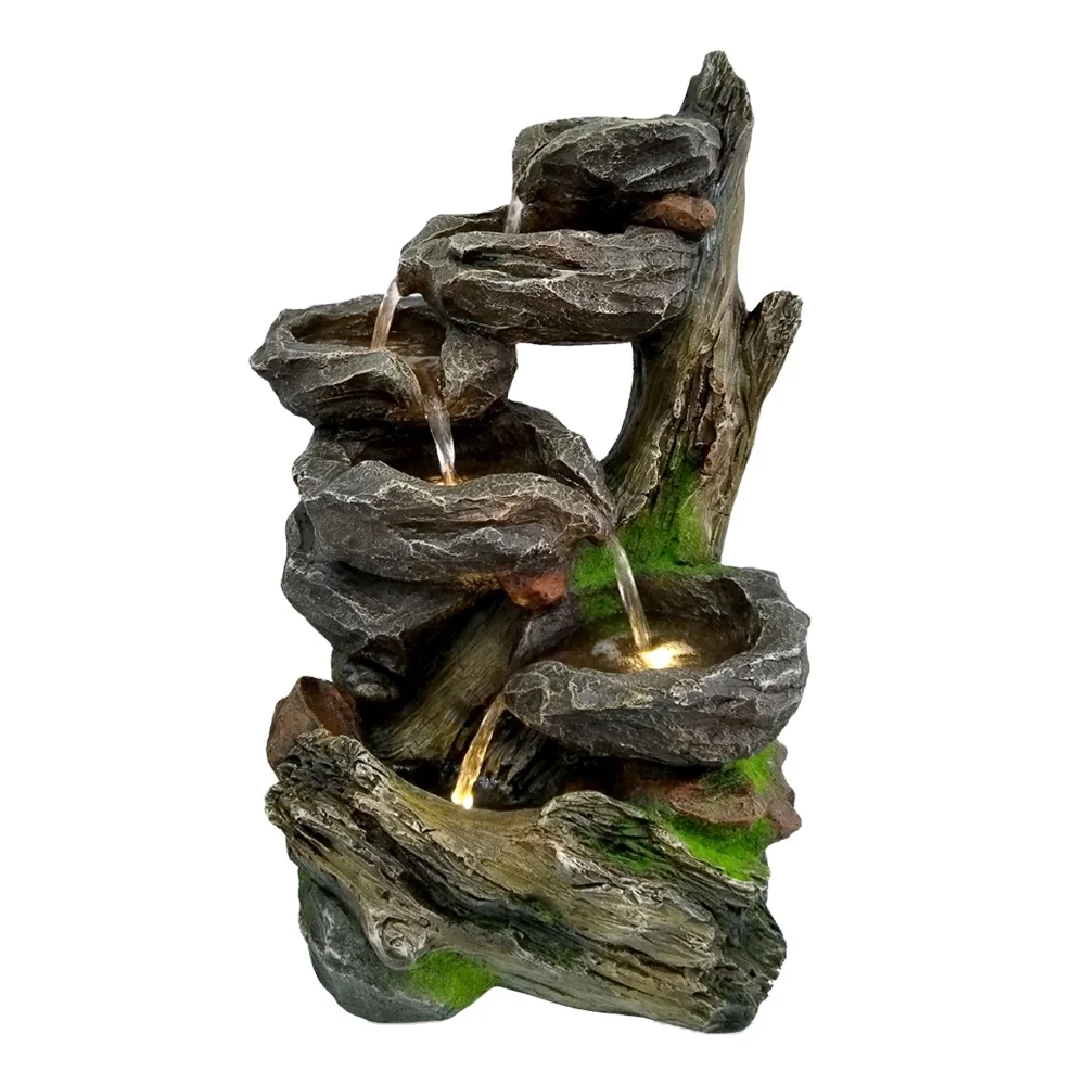 2024 new Resin stone garden water fountain with led for Outdoor Decoration