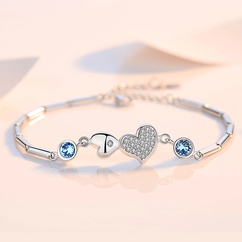 High Quality S925 Original Austria Crystal Infinity Love Heart Bracelet