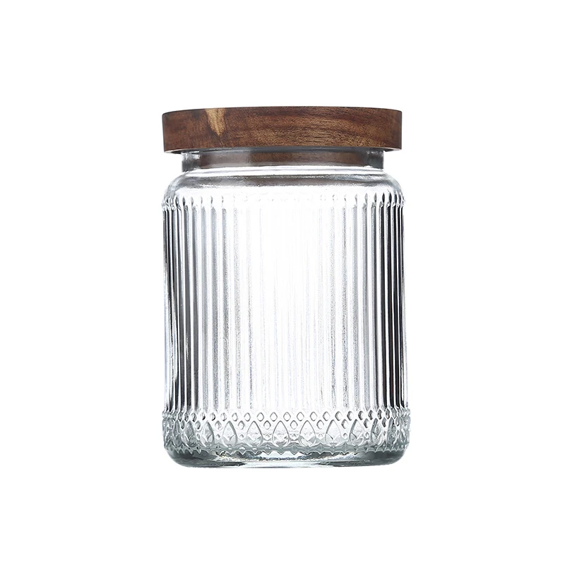 ONO Large Glass Jar with Airtight Wood Lid for Flour Tea Coffee Beans Sugar Cookies