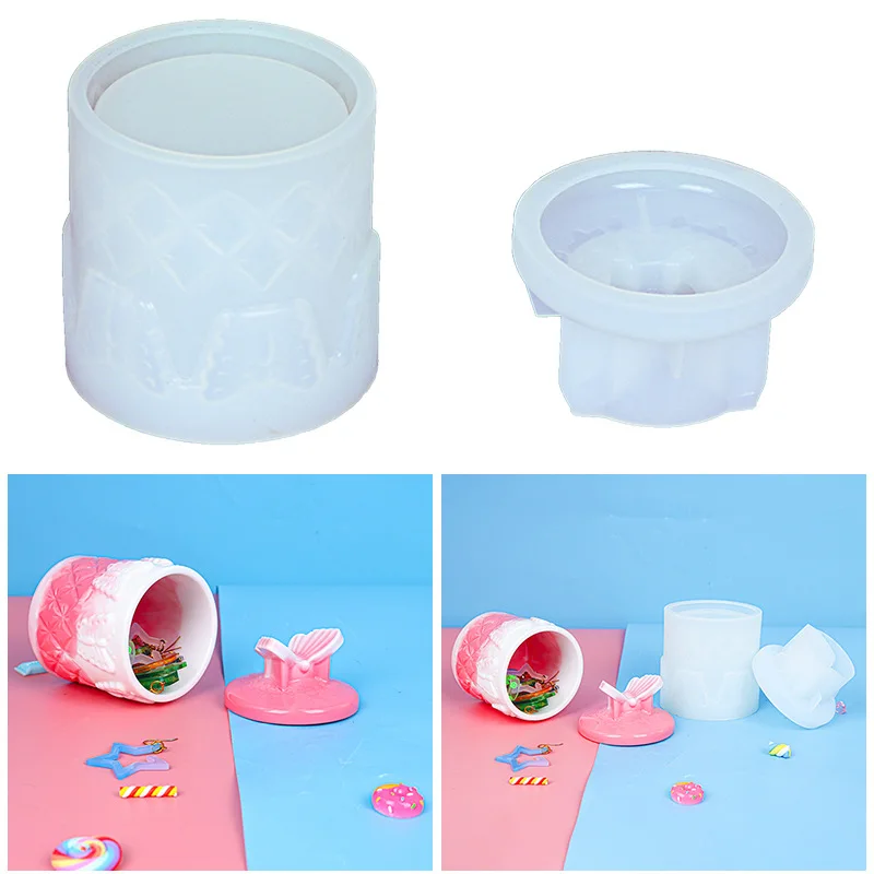 DO133 Hot sale diy epoxy resin mold butterfly storage box candle cup jewelry jar silicone mold
