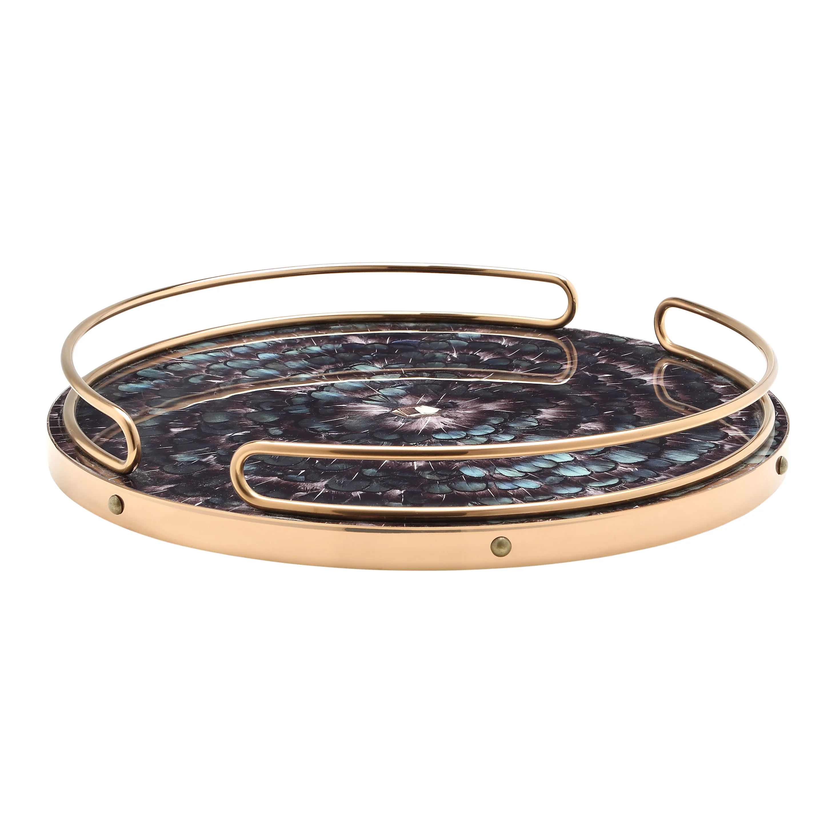 American creative brass painted storage tray simple modern European style living room coffee table model room decoration tray