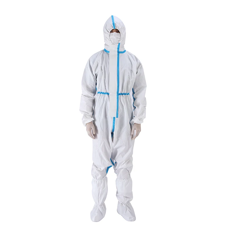 Wholesale Disposable ppe safety clothing waterproof security overalls protection suit with blue rubber