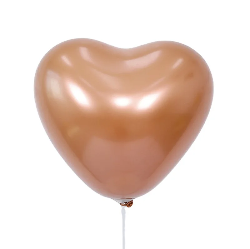 Metal Pearl Heart Latex Balloons Thick Chrome Metallic Inflatable Air Balls Globos Heart shaped chrome latex balloons
