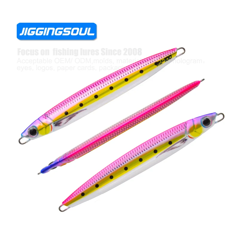 JIGGINGSOUL-RTS-318-200g  3D Printing lead Jig lure longer flash slow  Fast Sinking sliding Bionic tuna  major Vertical  craft