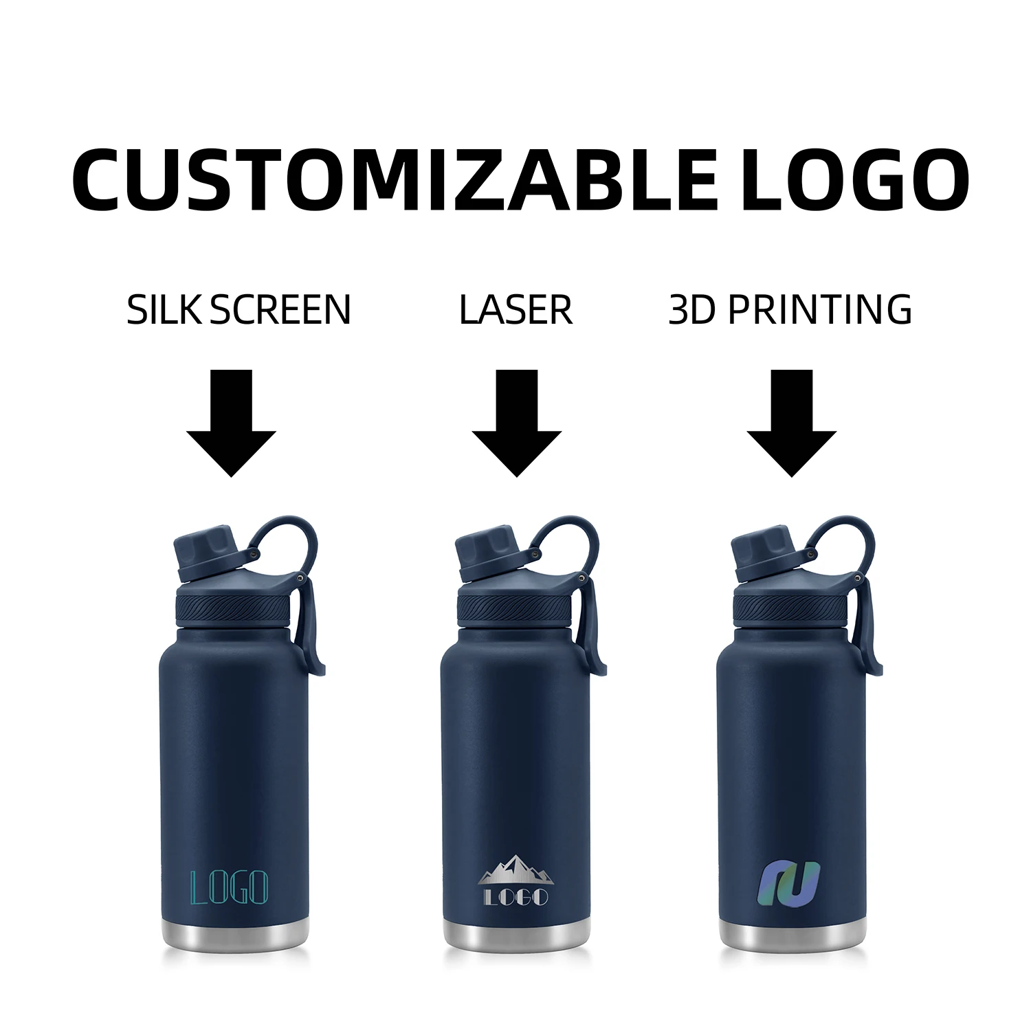 Factory supply 18/8 bpa free 32 oz custom logo stainless steel set water bottle