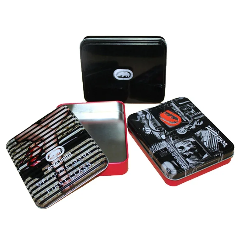 Small rectangular gift tin case wallet tin box with lid