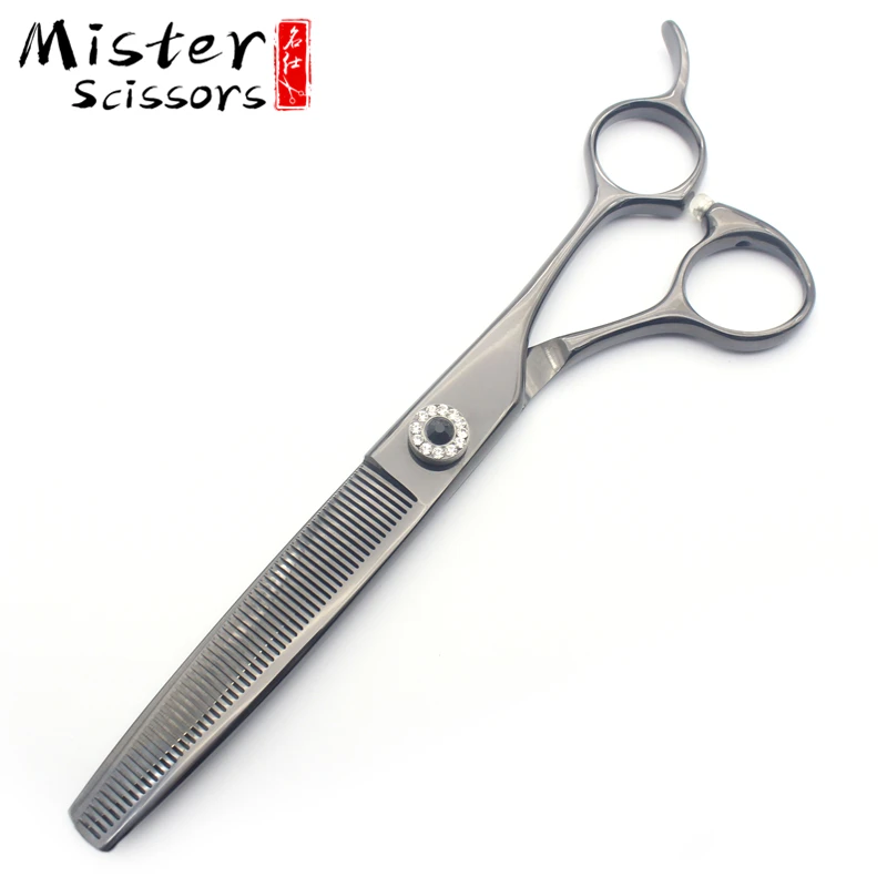 Black High Quality Professional Curved Thinning Scissors 440C Stainless Steel Pet Grooming 6.5 inch