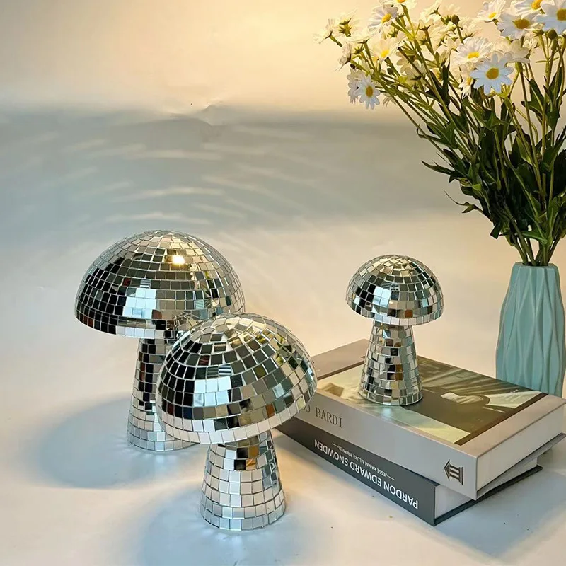 Mushroom Disco Ball - 2022 Silver Disco Mirror Mushrooms Shape Home Art Decor for Homes Art Decorations Offices and Wedding