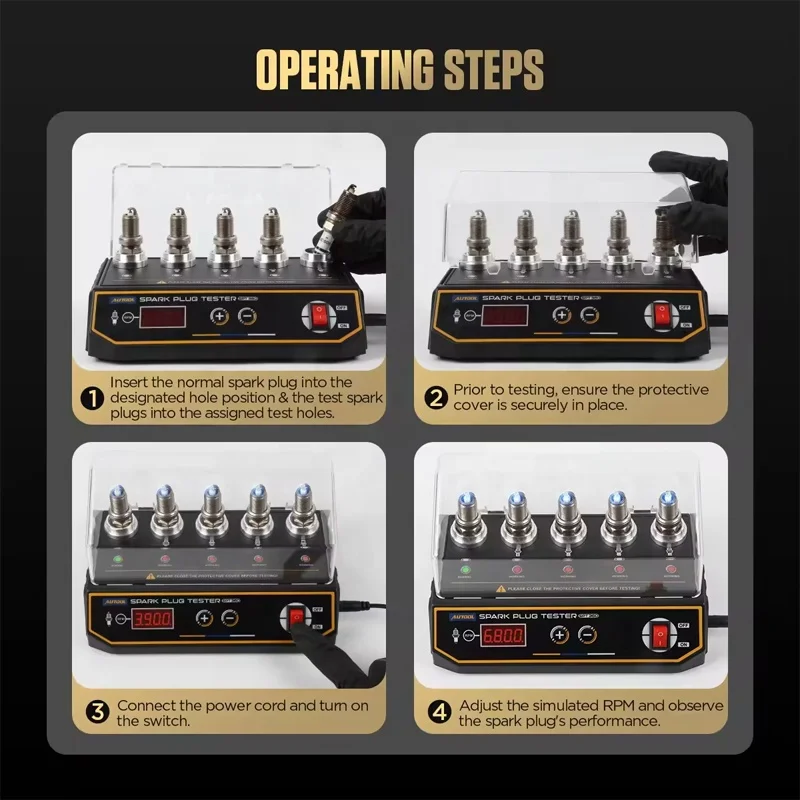Autool SPT360 Car Spark Plug Tester Adjustable 5 Plug Hole Comparison Test LCD Display Metal 5 Plug Hole LCD Display Metal