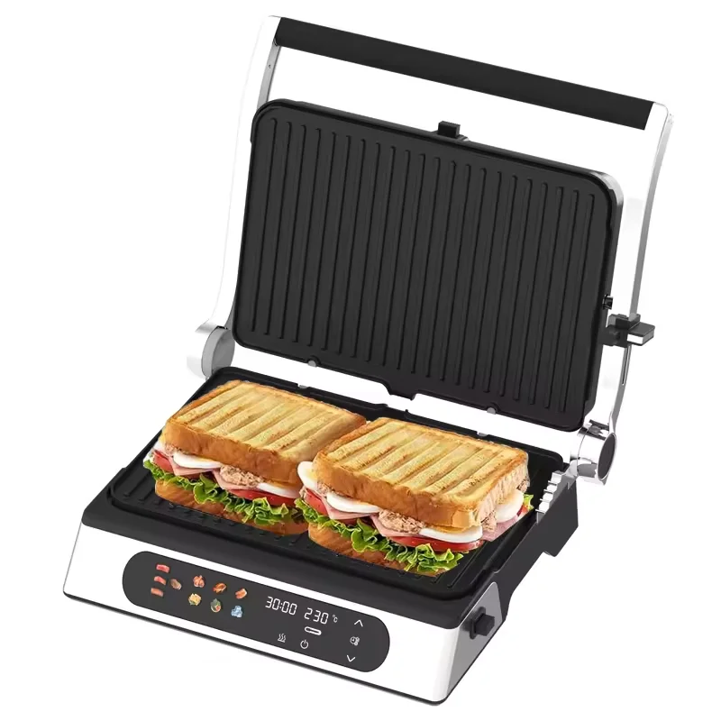 6 Slices Digital Detachable Contact Grill Adjustable Temperature and Timer Meat Probe Sandwich Maker Electric