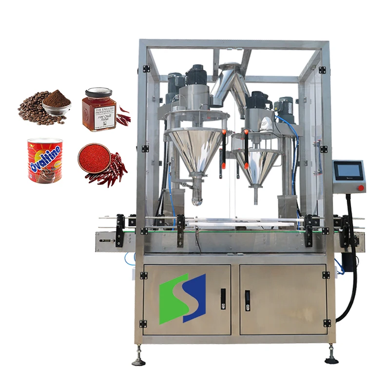 Automatic dry powder milk papaya powder spice seasoning can cup bottle filling packing machine