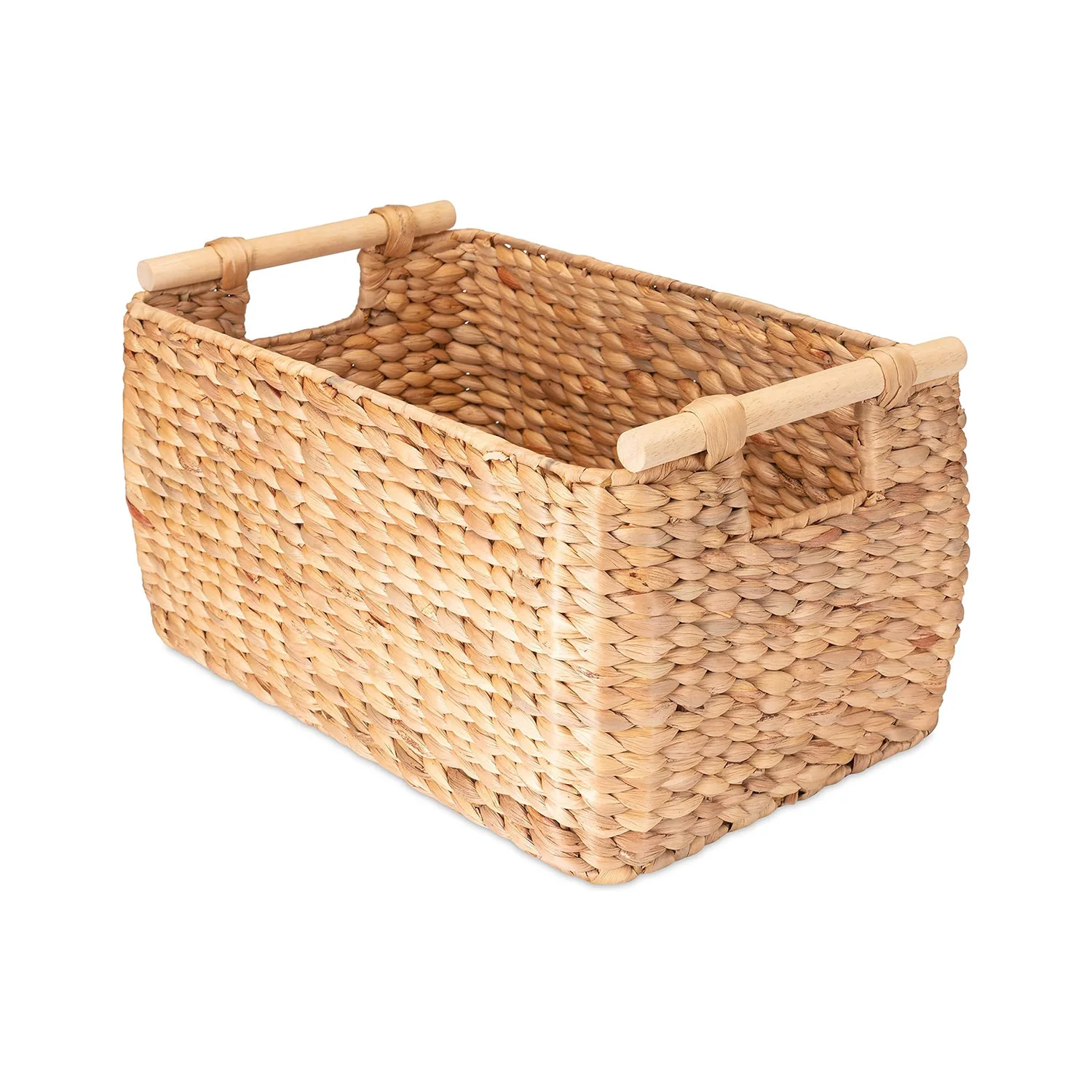 Decoration Picnic Handmade water hyacinth seagrass Storage Basket braided with wooden handle