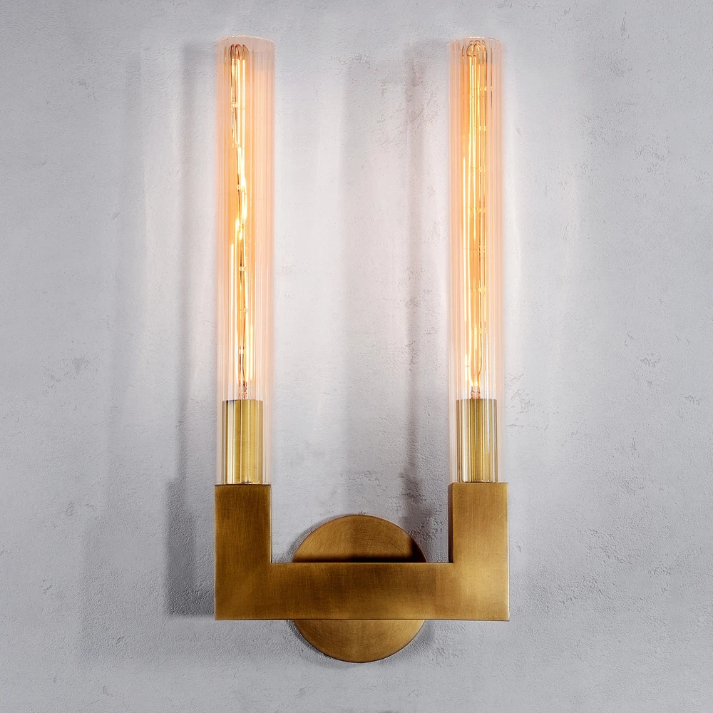 Postmodern Vintage LED Wall Light Modern White Antique Brass Glass Wall Lamps Kitchen Restaurant Bedroom Indoor Light Decor
