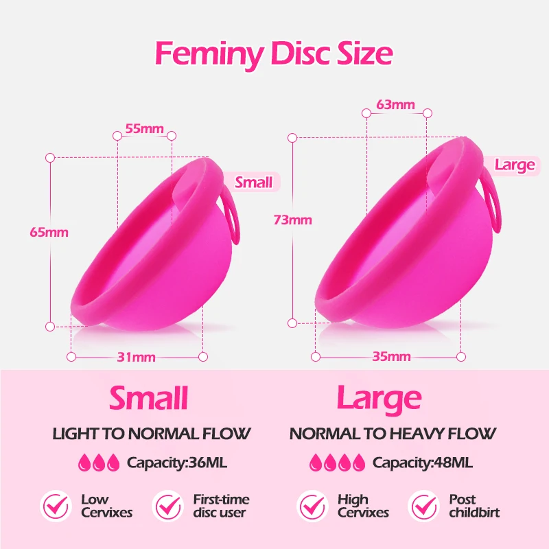 Feminy Silicone Menstrual Disc Small Loop Reusable Ring Menstrual Disc