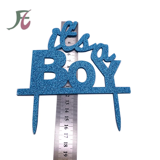 Голубой блестящий Топпер для торта, топпер для торта для мальчиков, акриловый Топпер для торта на день рождения