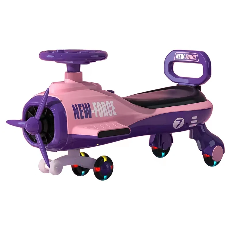 children twist car new safety aircraft swing car colorful lights music wiggle car with flash wheel