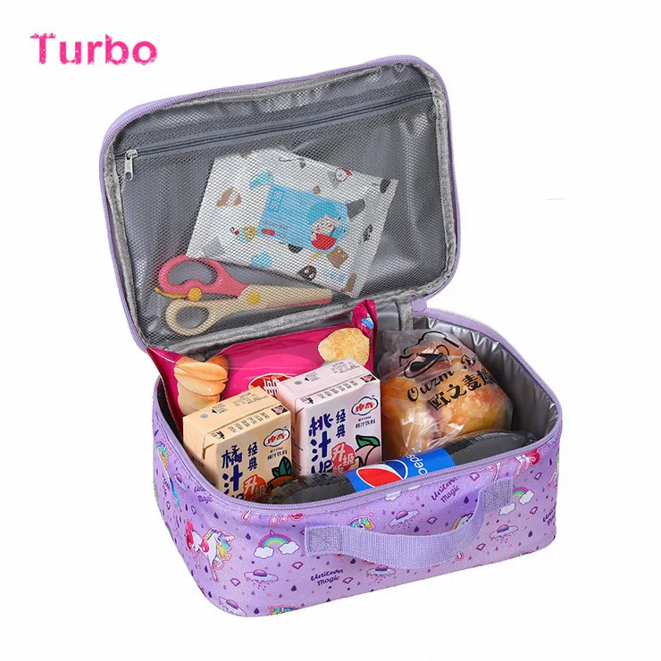 In stock wholesale 2022 Popular luxurious unicorn printing Small size drink food Storage thermal cooler lunch bag for children