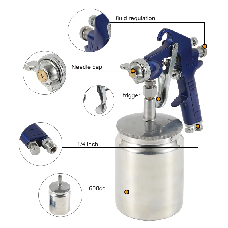 W-71S High Pressure Spray Gun 600cc Capacity Air Spray Gun
