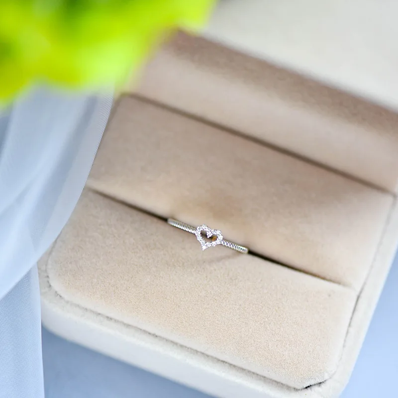 18 carat Solid white Gold Heart Shape White Diamond Ring