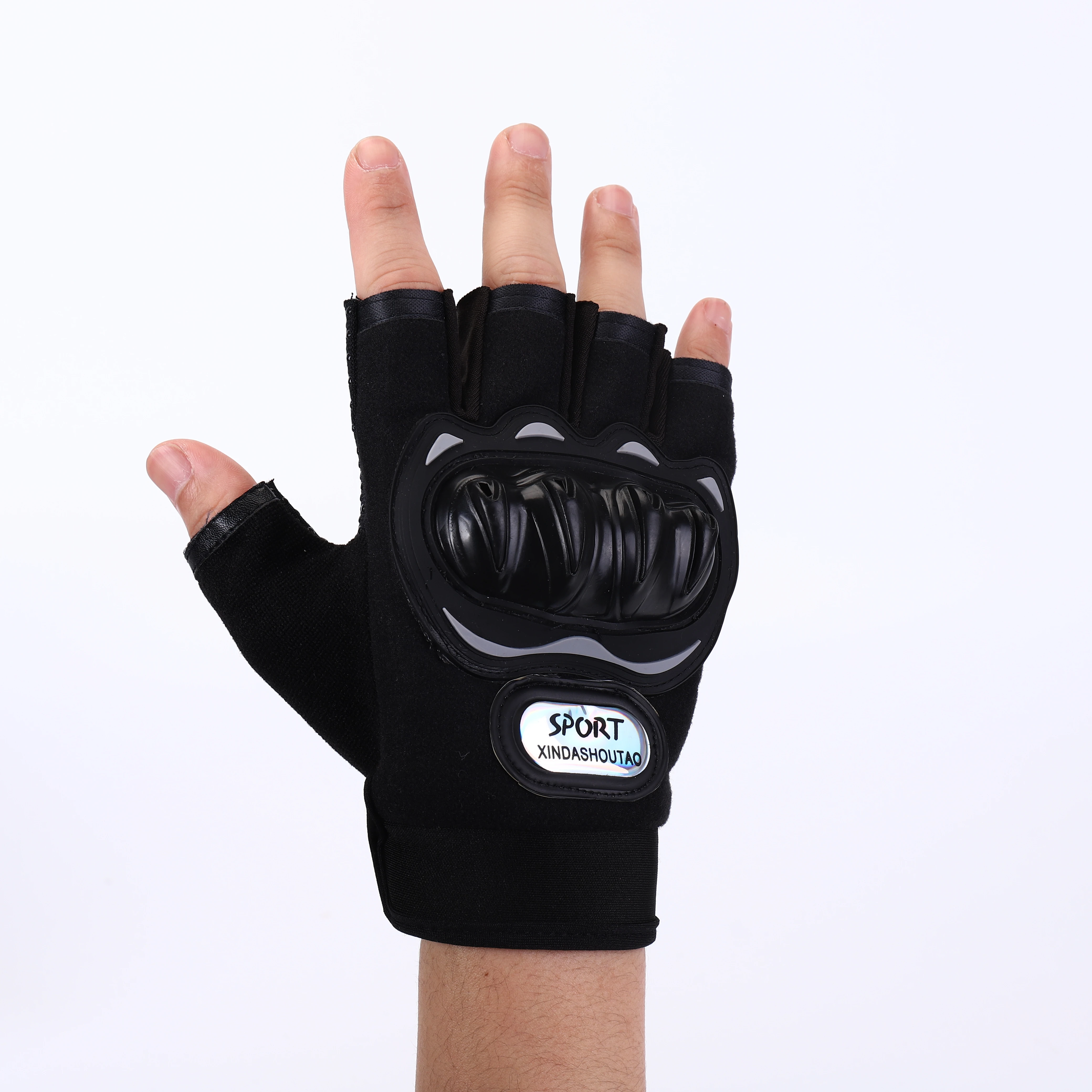Anti-collision ABS Shell Custom Logo Half Finger Mountain Bicycle Other Sports Gloves for Bike Riding Racing