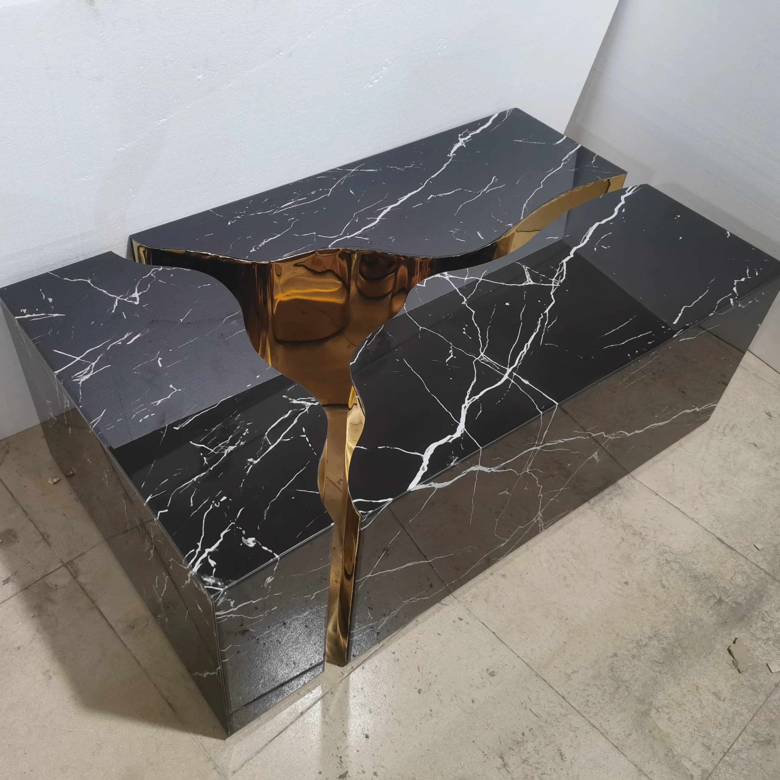 2023 Cracked Three in One  Mirrored Coffee Table Center Table Home Decor Furniture Sofa Muebles Meubles Mobles Moebles Mebles