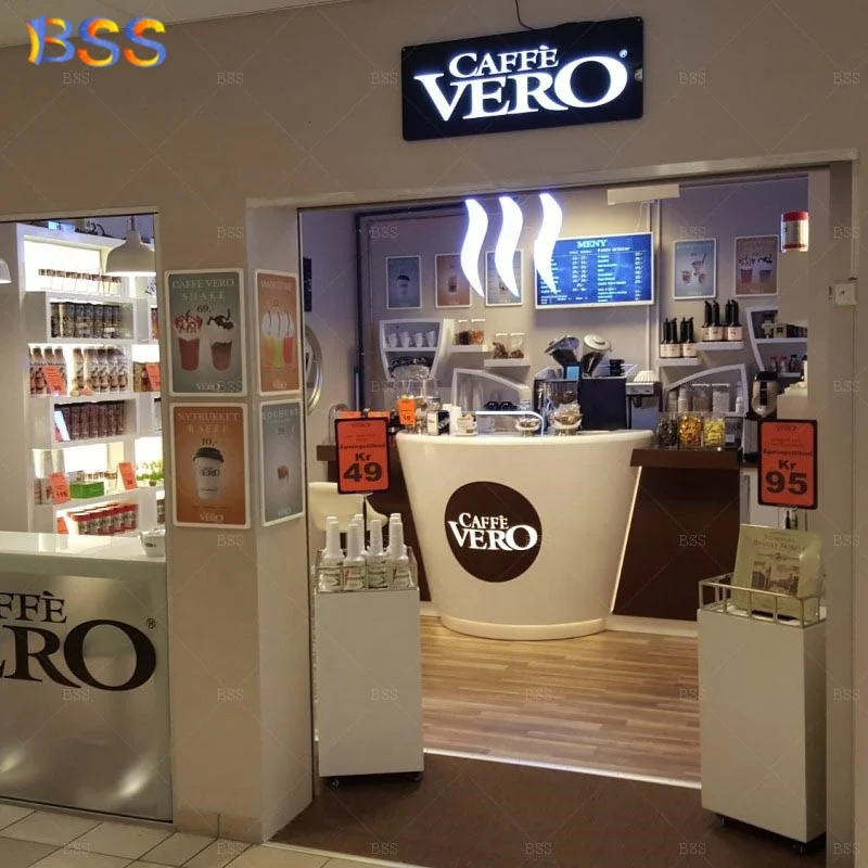 Counter Coffee Design Tailored Made Art Deco Latest Contemporary Luxury Italy Style Corian Acrylic Modern Coffee Shop Counter