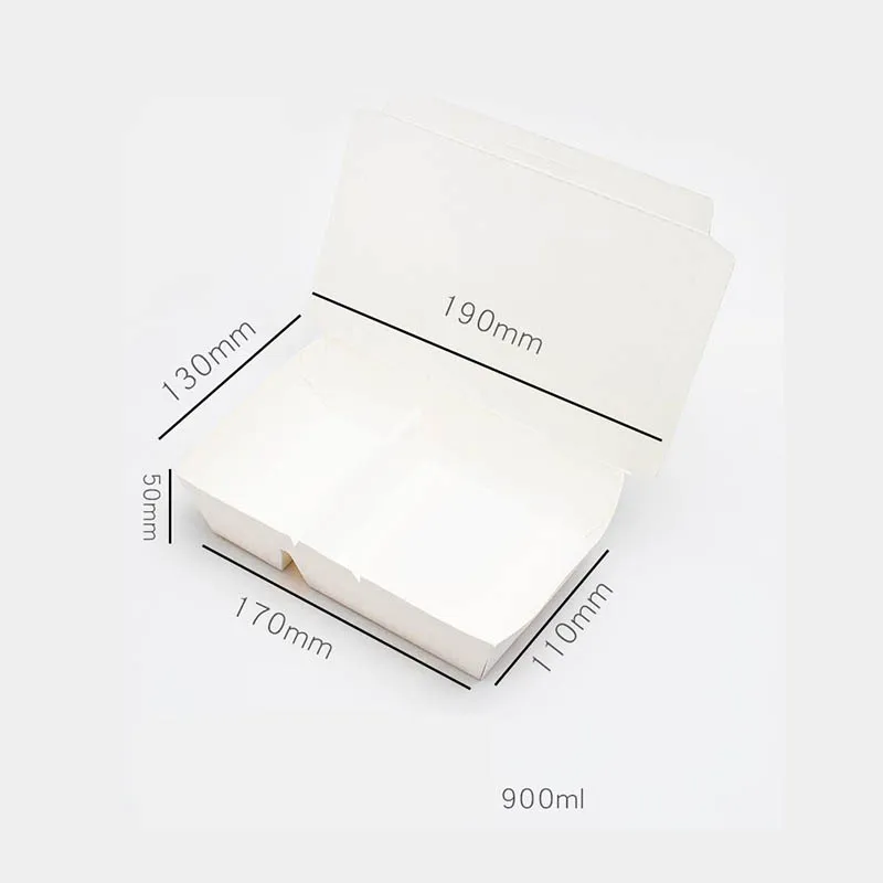 2 Compartments Disposable Lunch Box Food Grade Paper Packaging for Take Away Fast Food Noodles Salad Fried Chicken Other Dishes