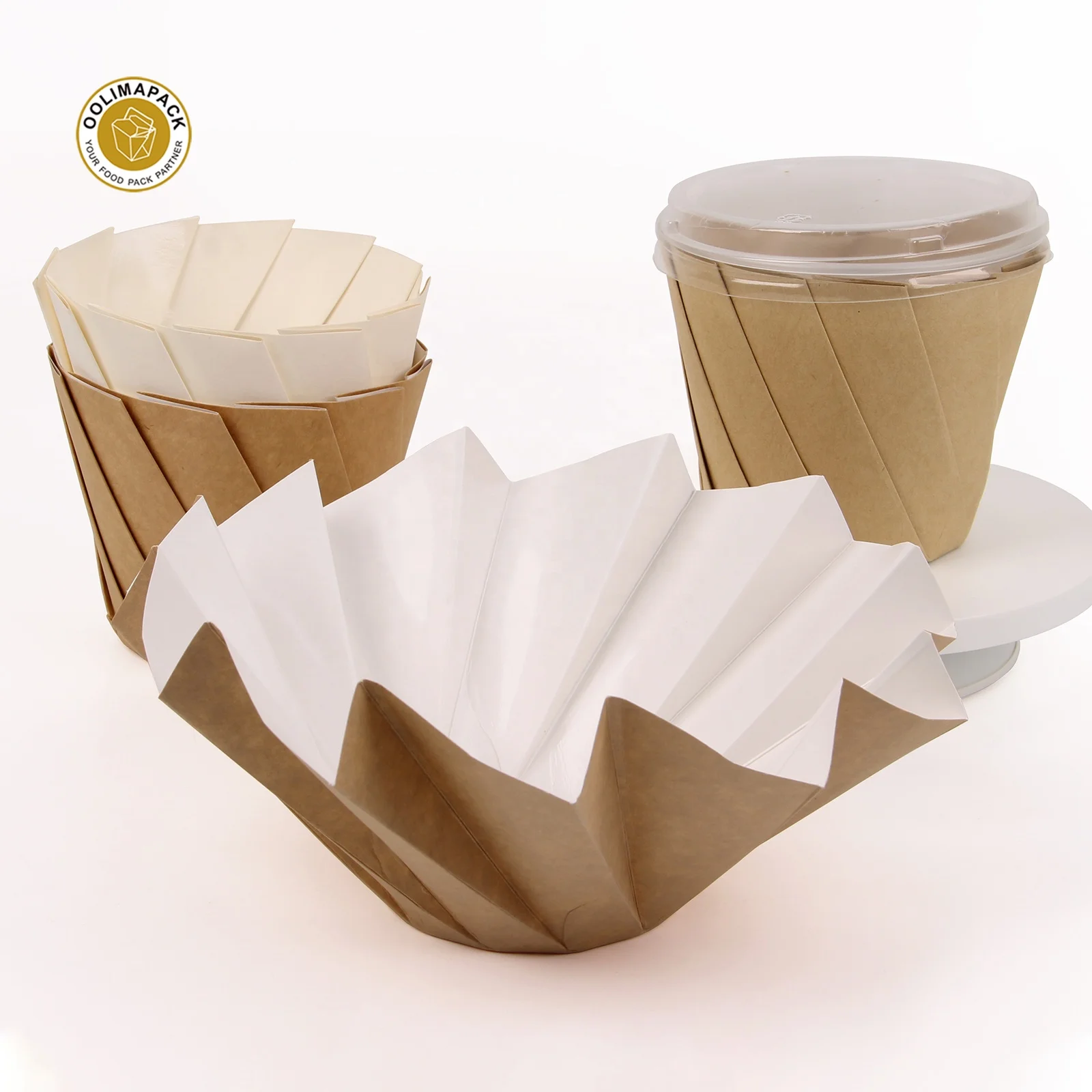 Take away disposable 660 ml kraft white 1 compartment salad fast food bowl container with pp lids