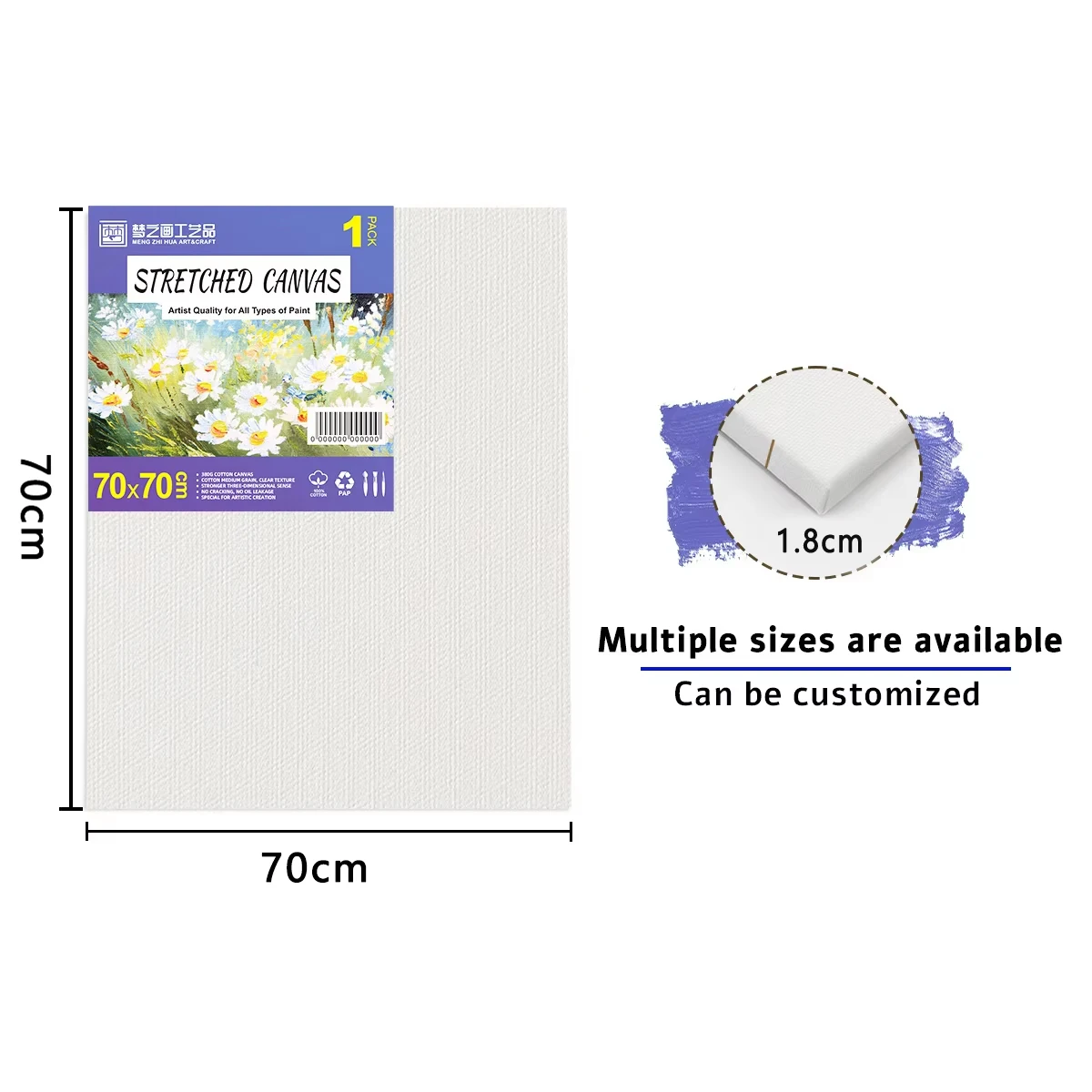 Wholesale Professional Artist Quality  Large Stretched Canvas, 380g Cotton Triple Primed Acid-free Blank Art Canvas for Painting