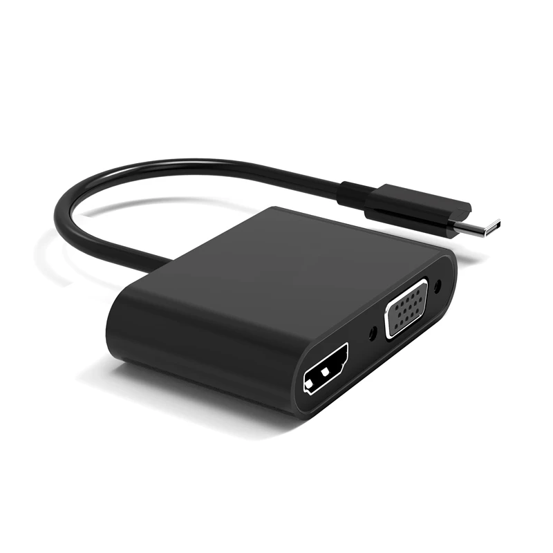 Soomfon Factory 2 IN 1 Portable USB C Hub VGA Adapter HDMI Converter For Laptop