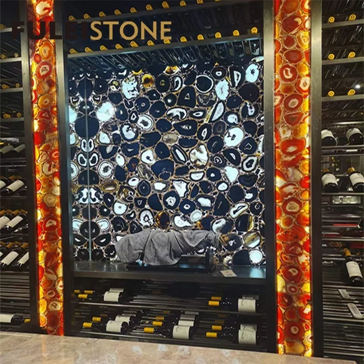 High Quality Natural Black Agate Slab Polished Slabs for Kitchen and Living Room