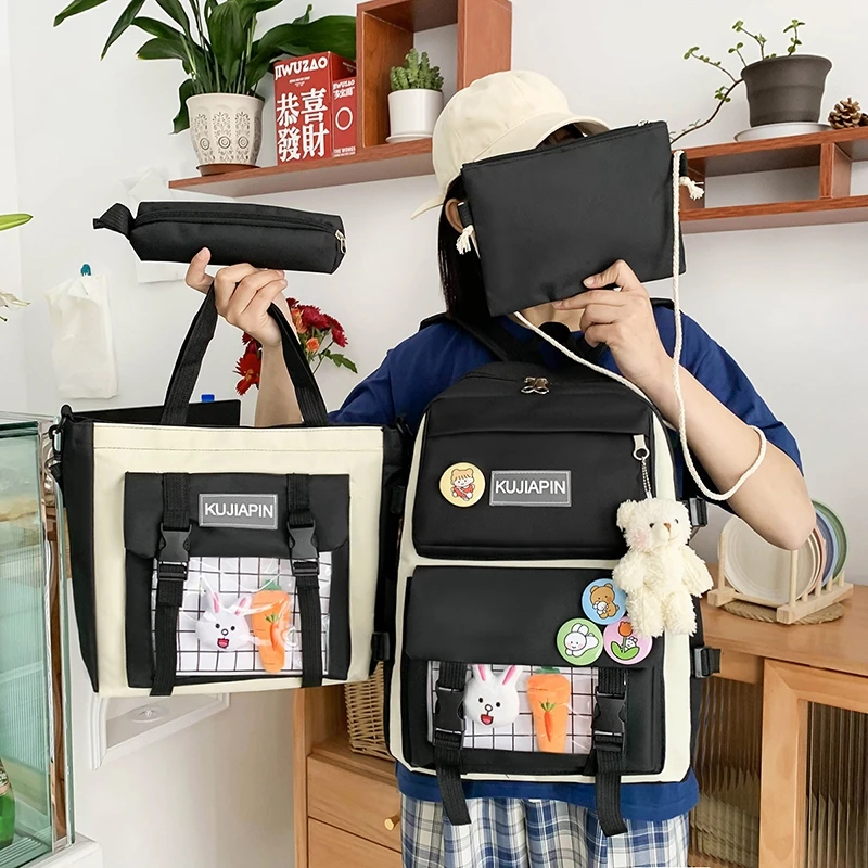 Foreign trade goods 4 pcs in 1 school bagpack backpack rucksack set bag for primary high school teenager