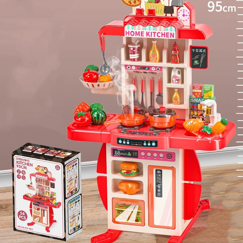 2025 newest 95 cm Musical Lights Kitchen Toys Pretend Play Toy Kitchen For Children