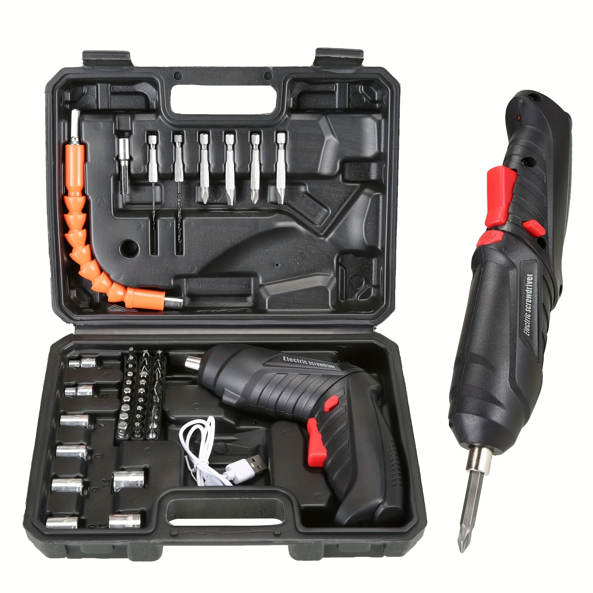47pcNew Cross-Border Mini Electric Screwdriver Set Deformable Furniture Installation Tool with USB Power Source