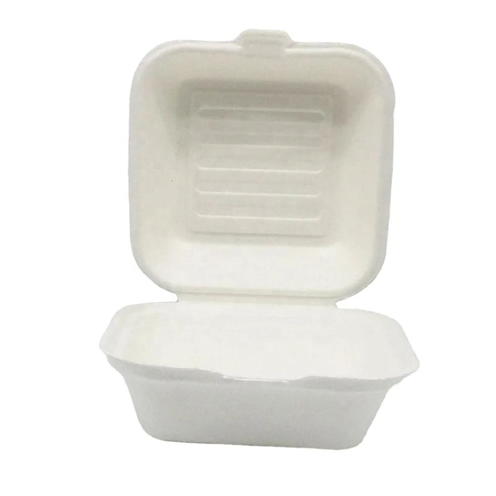 Wholesale disposable food packaging bagasse sandwich takeout box biodegradable container