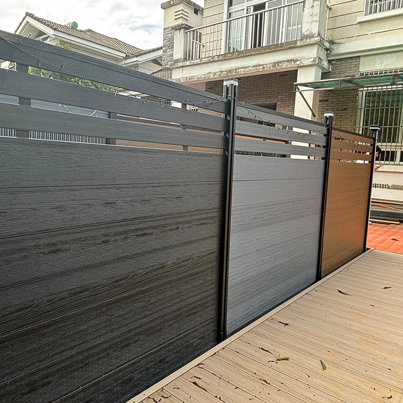 Treslam hot sale home garden decorative privacy fence waterproof panels wood plastic board composite material outdoor wpc fence