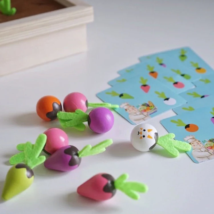 Color Sorting Matching Wooden Toys montessori Educational Carrots Harvest Toy Memory Games Radishes