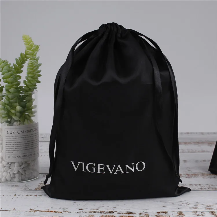 Large Satin Hair Bags Wig Bags for Hair Bundles with Tassels Custom Logo Drawstring Satin Promotion Customized Size Embossing