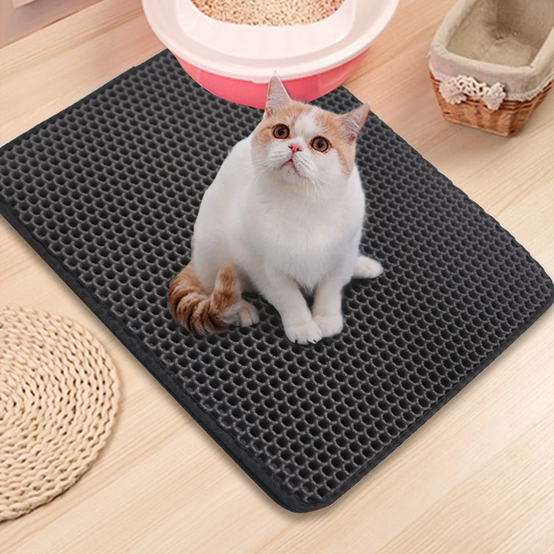 Double Layer Cat Litter Mat, Washable Anti-Splashing Cat Litter Trapping Mat, Non-slip Scatter Control Cat Litter Box Mat
